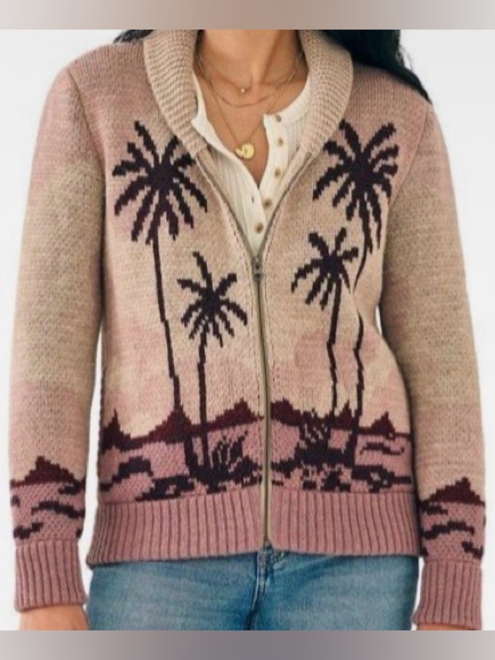 Faherty Sunset Palm Beach Zip Cardigan XL